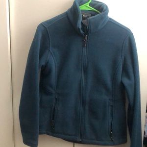 Size small port authority, navy blue zip up fleece sweater